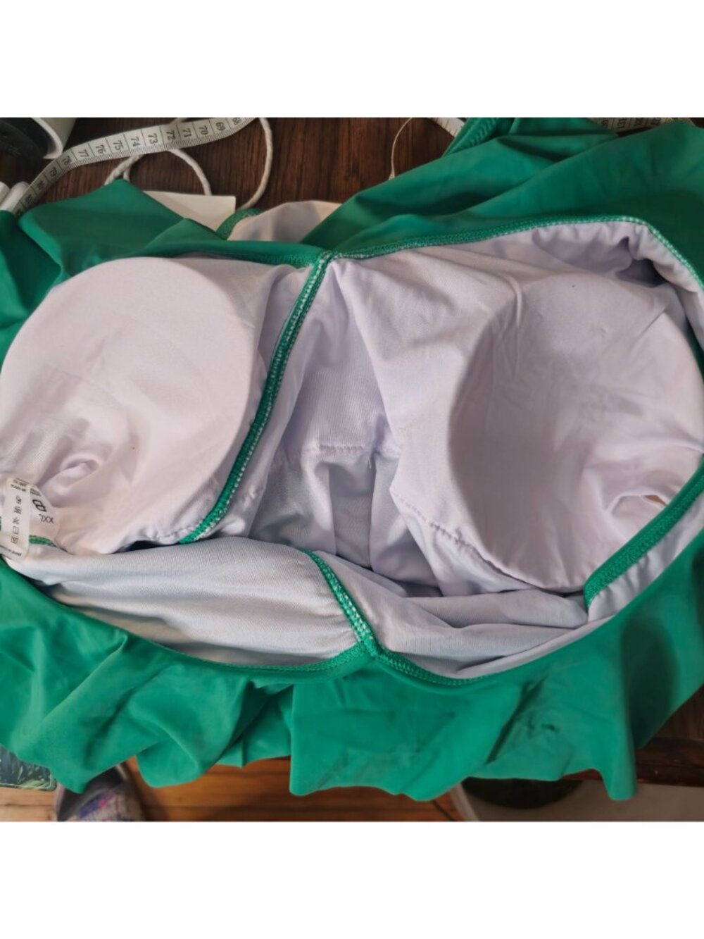 One Piece Swimwear XXL Green Ruffle Slimming Adjustable Built-in Bra Fast Drying - Picture 7 of 9